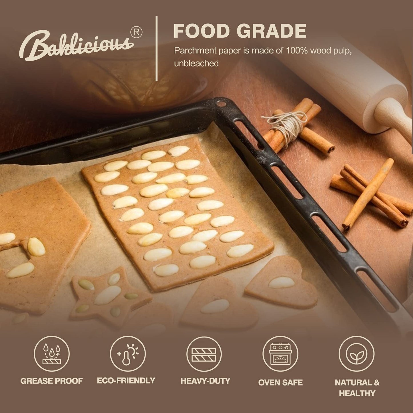Baklicious 220 Pcs 9x13 Unbleached Pre-cut Parchment Paper Baking Sheets for Oven