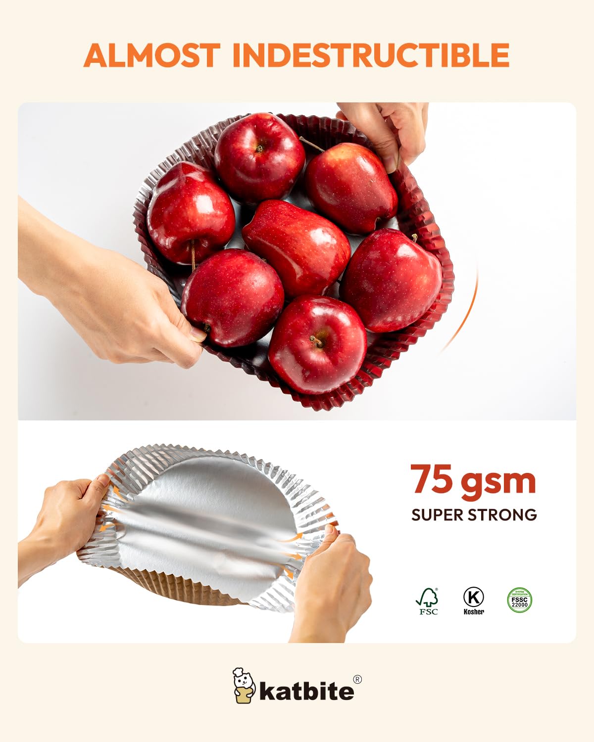 Katbite 80pcs 8-inch Round Aluminum Foil Air Fryer Liners, Non-Stick and Oil-Proof Oven Pan Sheets