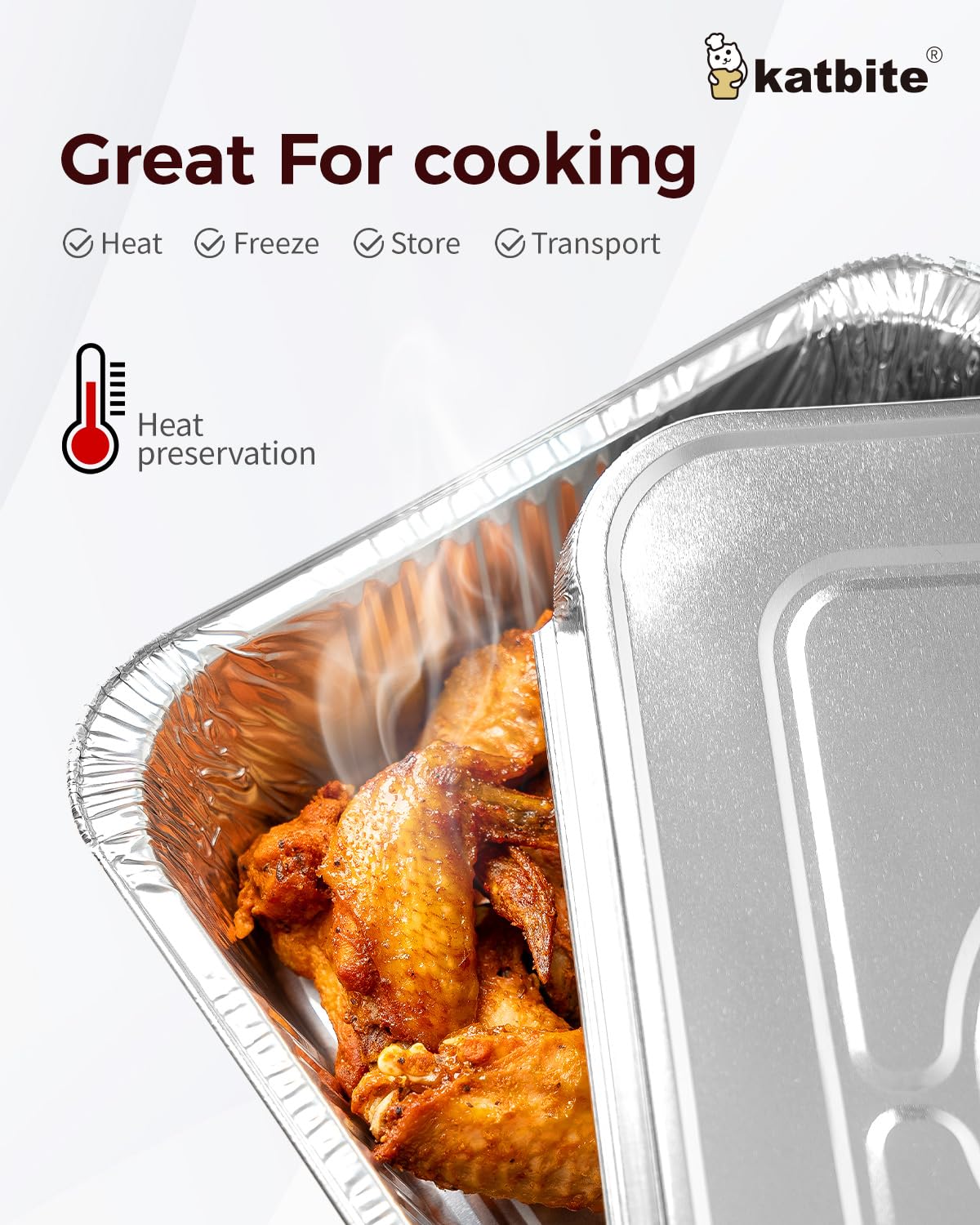 Katbite 9x13 Disposable Aluminum Foil Pans With Lids(25 Packs)Foil Baking Pans Rectangular Aluminum Foil Baking Pans