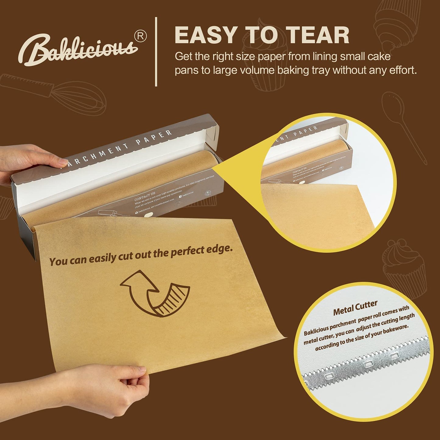 Baklicious 15 in x 210 ft, 260 Sq.ft, Non-Stick Baking Paper, Food Grade Cooking Paper for Bread