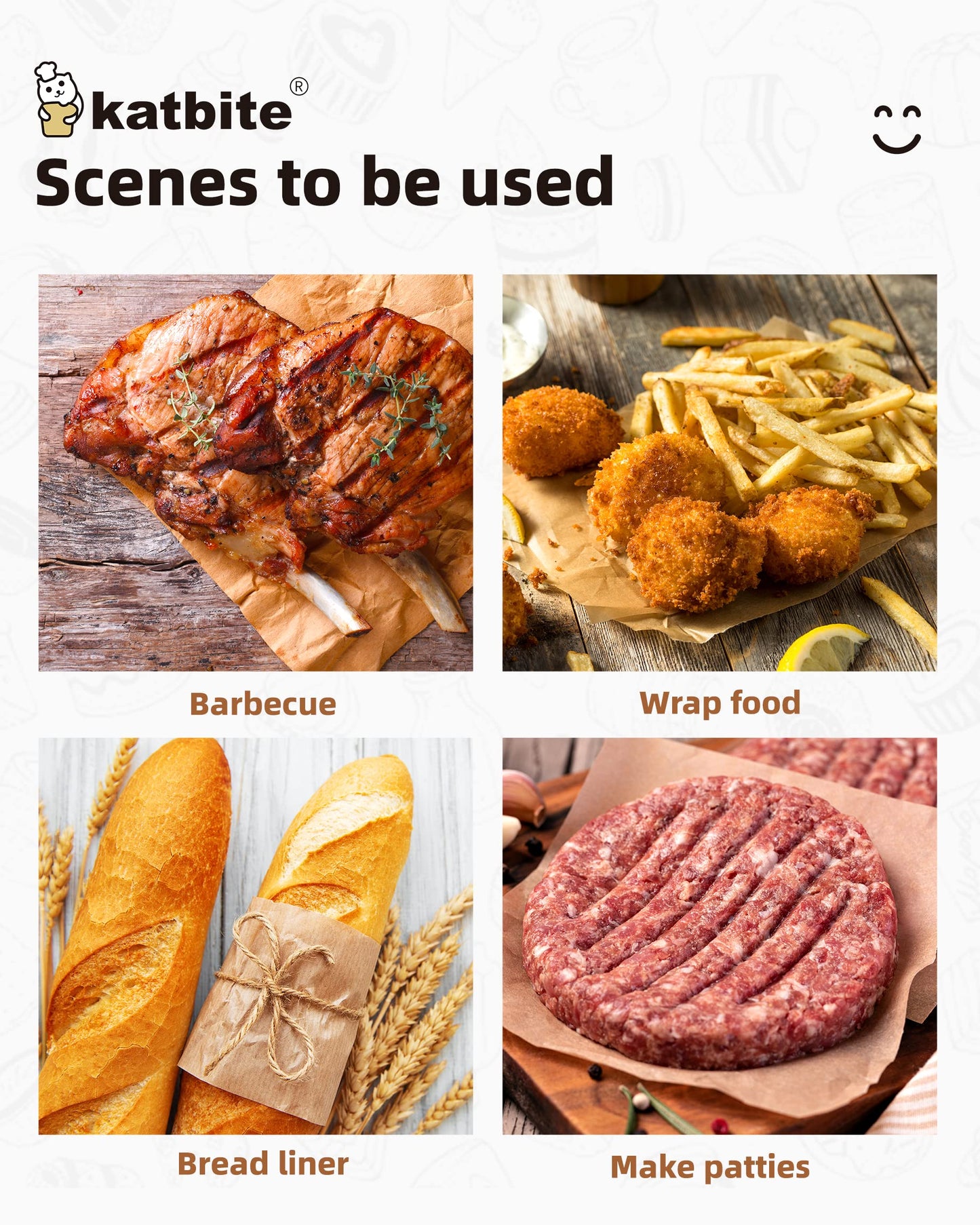Katbite 300Pcs Patty Paper, 6inch Baking Parchment Paper Sheets for Separating Burger Patty