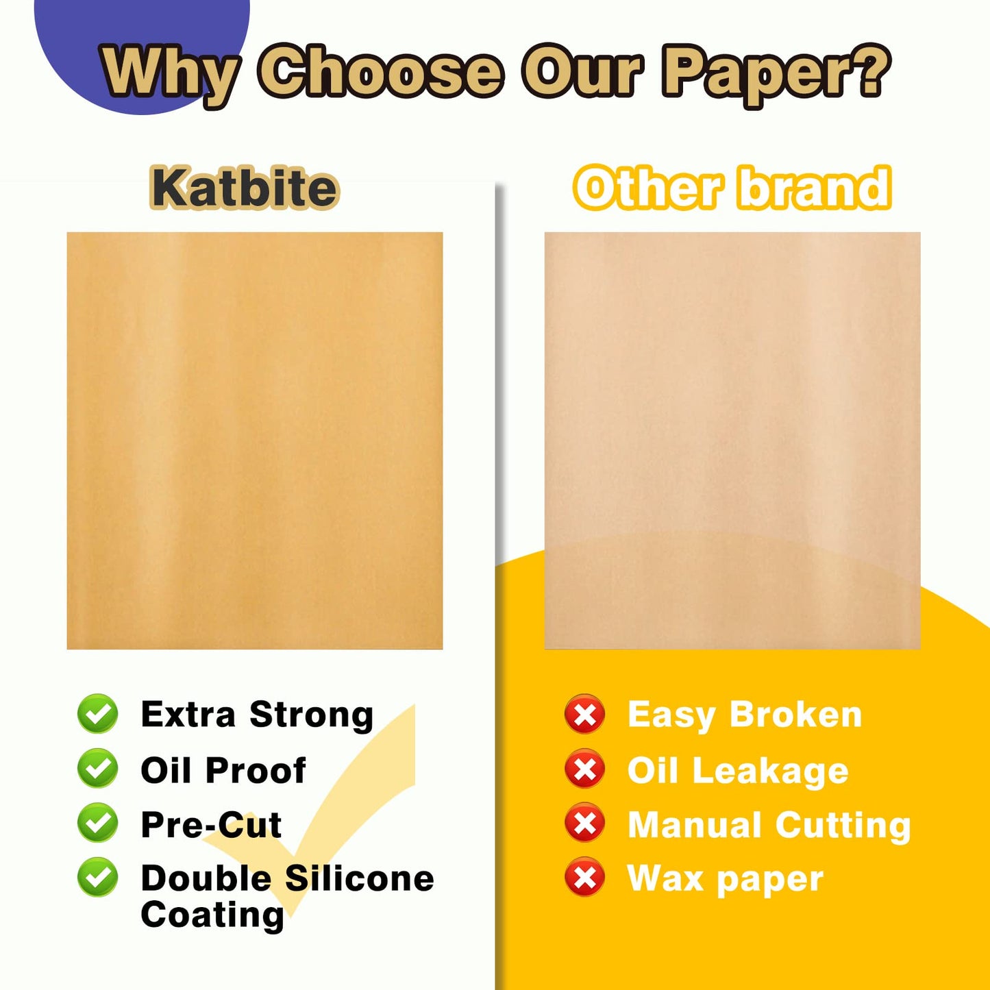 Katbite 200Pcs 18x26 inches Parchment Paper Sheets, Heavy Duty Unbleached Baking Paper