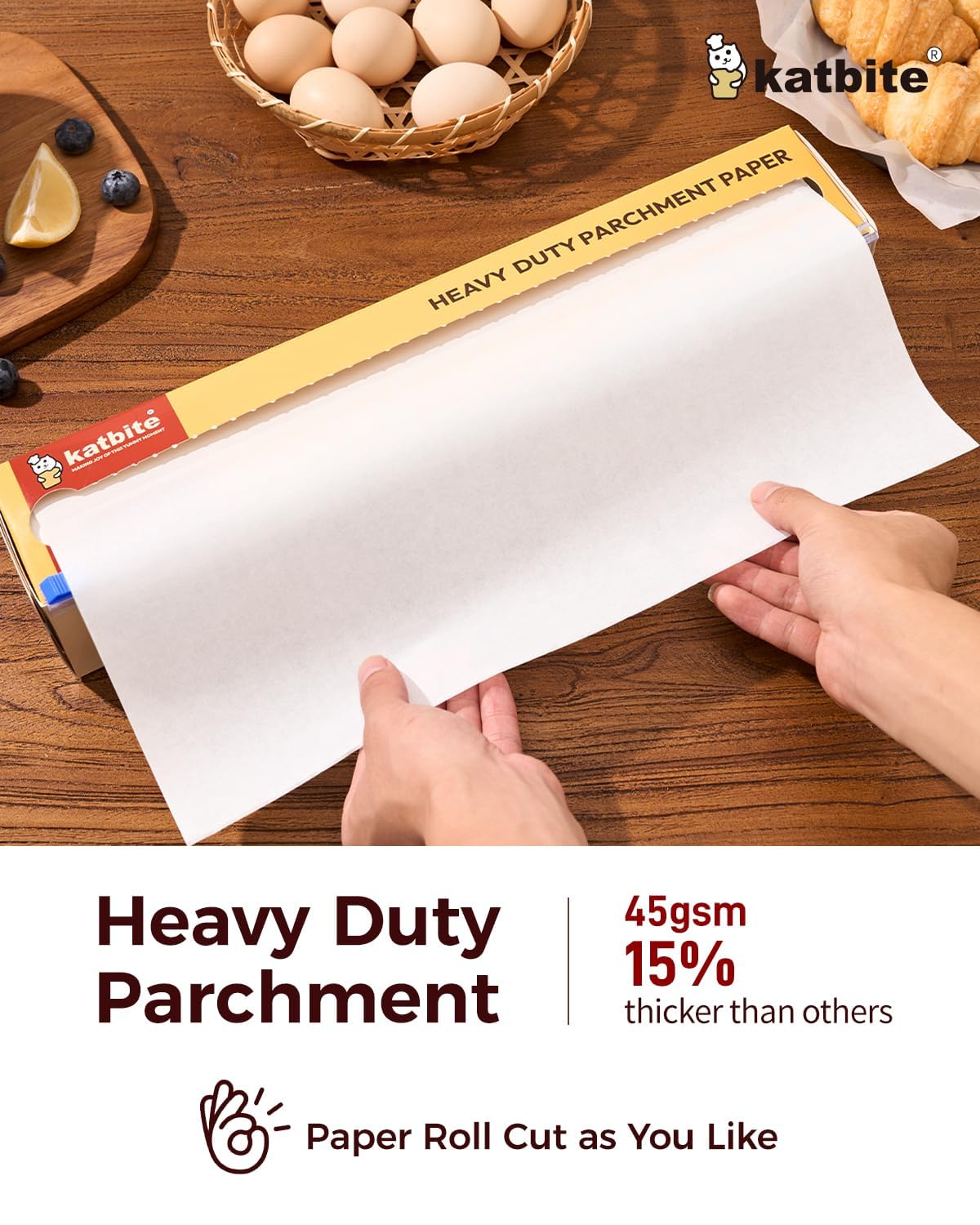 Katbite Parchment Paper Roll for Baking, 15 inch x 210Ft, 260 Sq.
