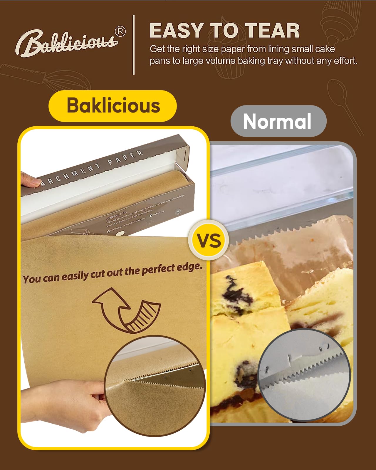 Baklicious Non-Stick Baking Paper Roll, 13 in x 242 ft, 1 Roll, Food Grade for Bread