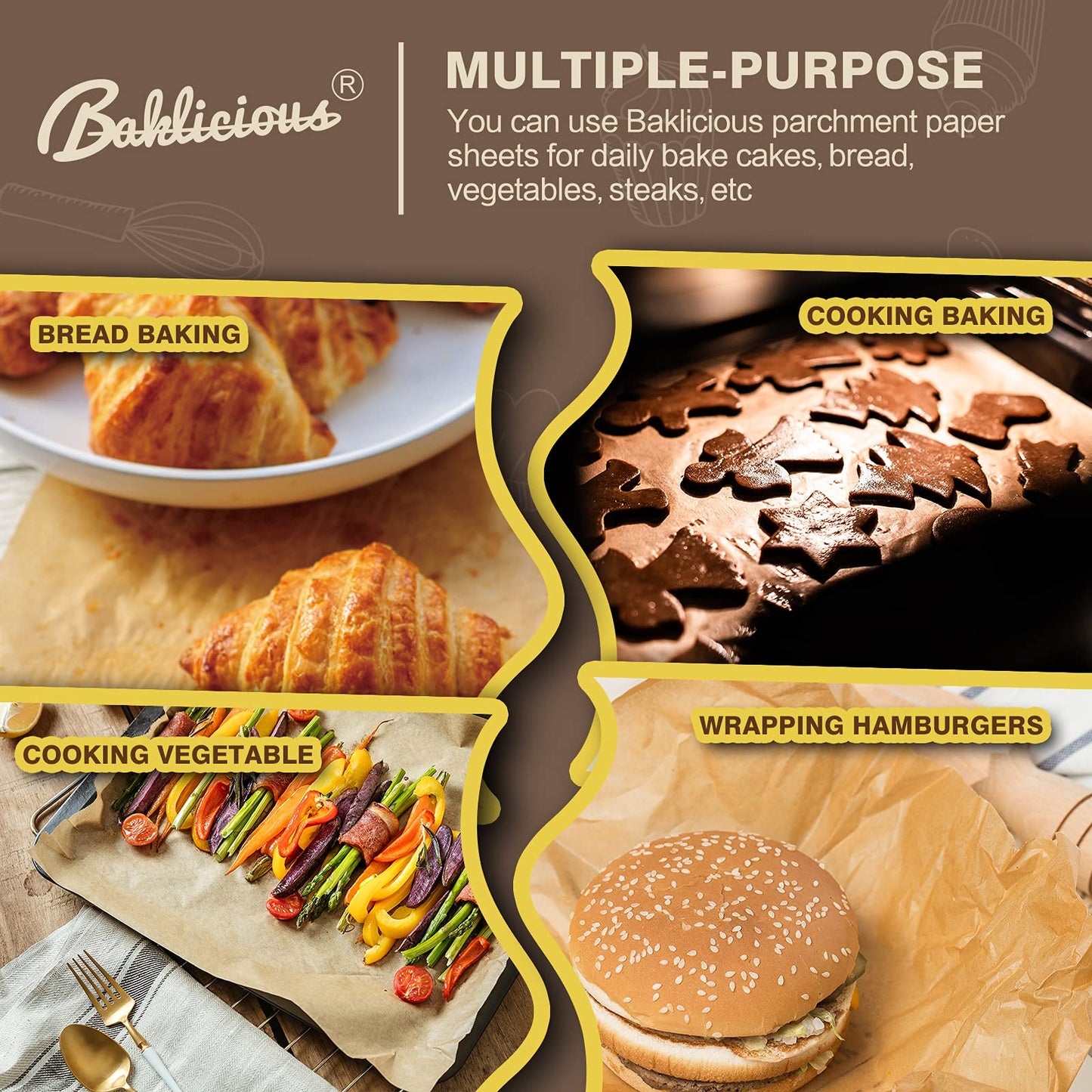 Baklicious 220 Pcs 9x13 Unbleached Pre-cut Parchment Paper Baking Sheets for Oven