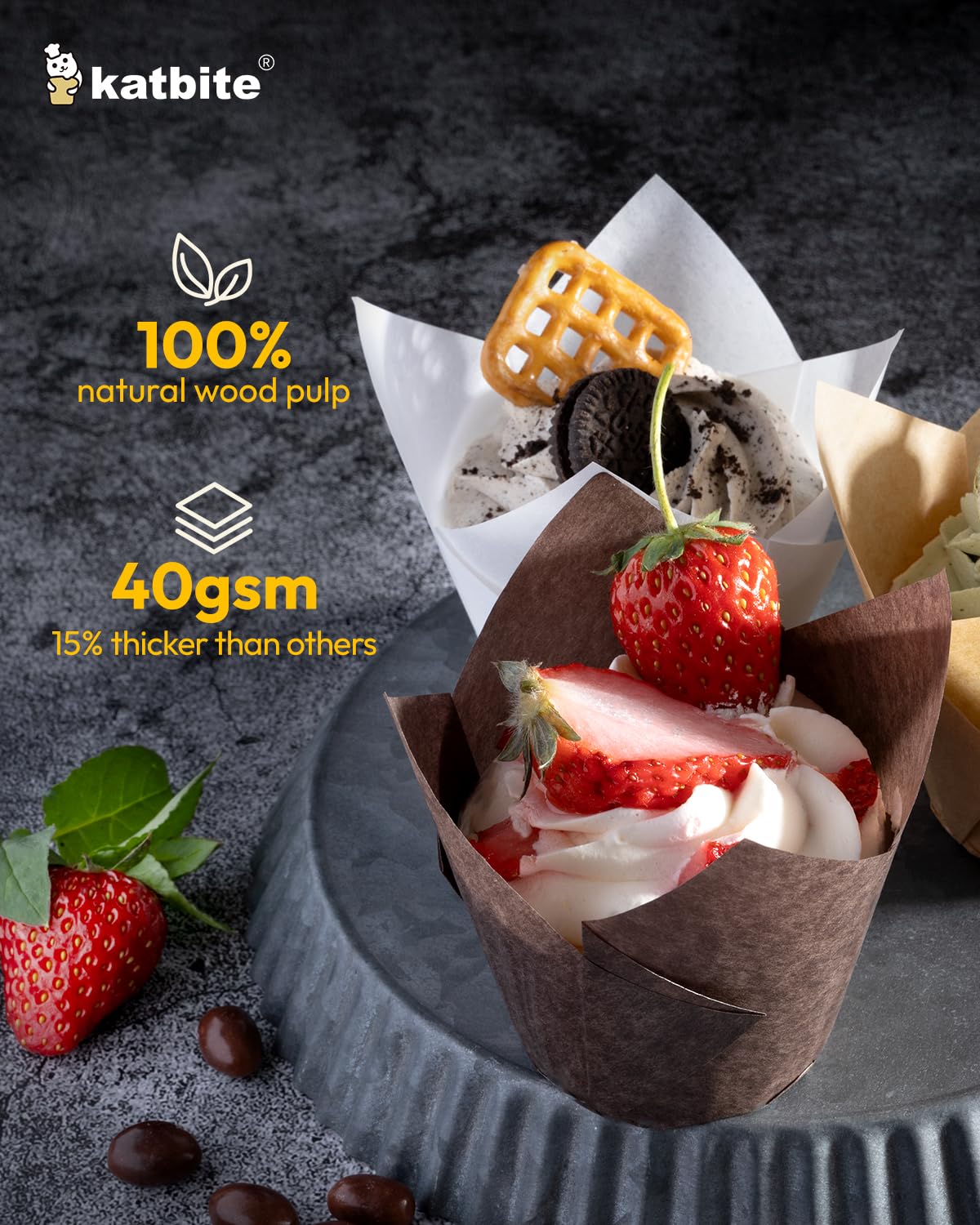 Katbite 200PCS Multi- Color Tulip Cupcake Liners Muffin Baking Cups