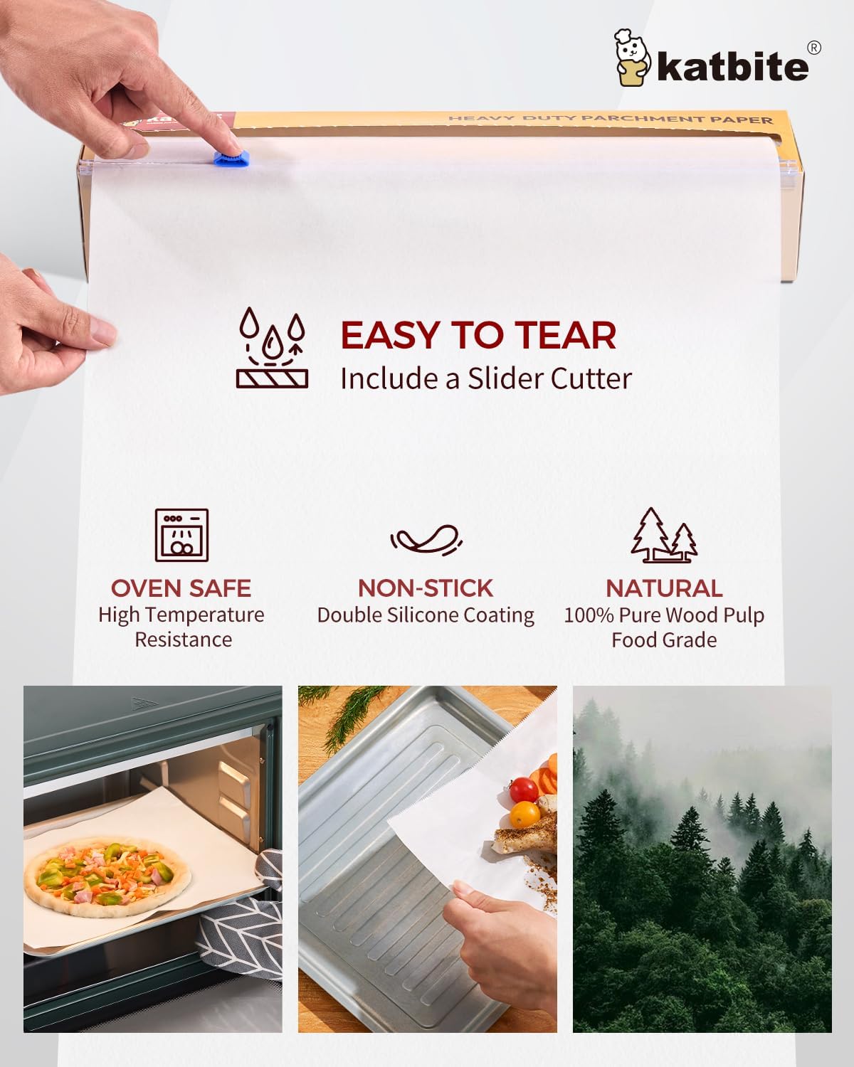 Katbite Parchment Paper Roll for Baking, 15 inch x 210Ft, 260 Sq.
