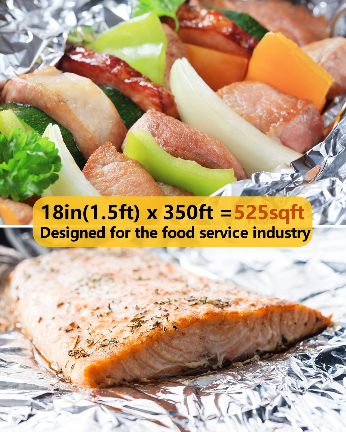 Katbite Heavy Duty Aluminum Foil 30 Micron Thick Strong Heavy Duty Foil Aluminum Roll Food Wraps,18 inch,525 Square Feet