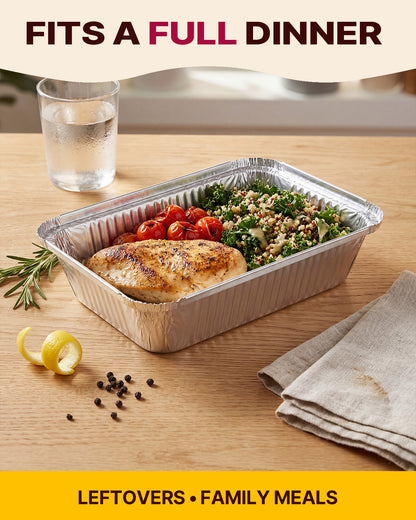 Katbite 6x8 Inch Aluminum Foil Pans with Plastic Lids, 50 Pack Disposable Food Containers for Baking, Meal Prep, Freezer, Takeout