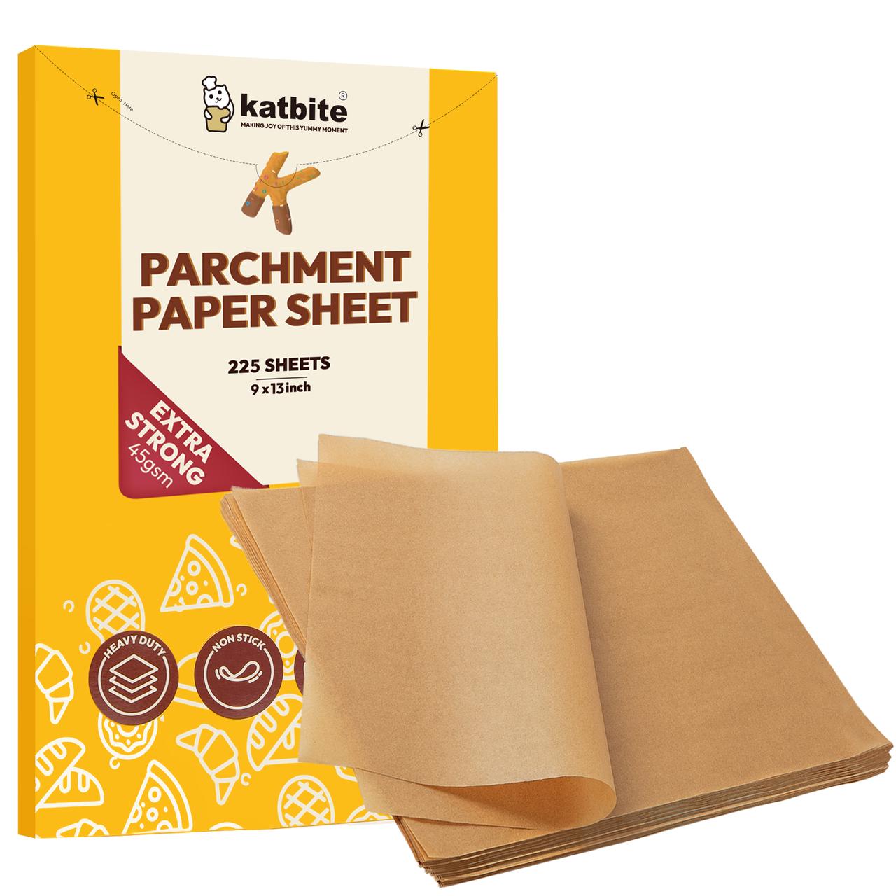 Katbite 225Pcs 9x13 inch Heavy Duty Unbleached Parchment Paper, Parchment Paper Sheets