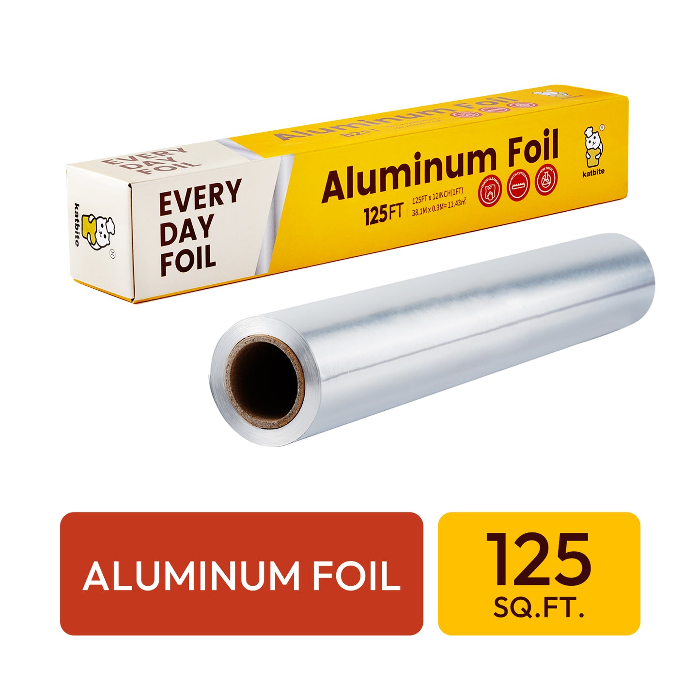 Katbite Heavy Duty Aluminum Foil Roll Wrap with Cutter, 12in x 125ft, 125 Sqft