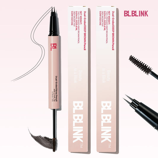 BLBLINK Dual-Ended Eyebrow Pencil, 2-Pack Black Brown, 1.5g Each, Long-Lasting & Precise Definition