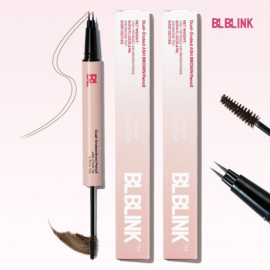 BLBLINK Double-Headed Eyebrow Pencil, Light Grey Brown, 1.5g Each, 2-Pack