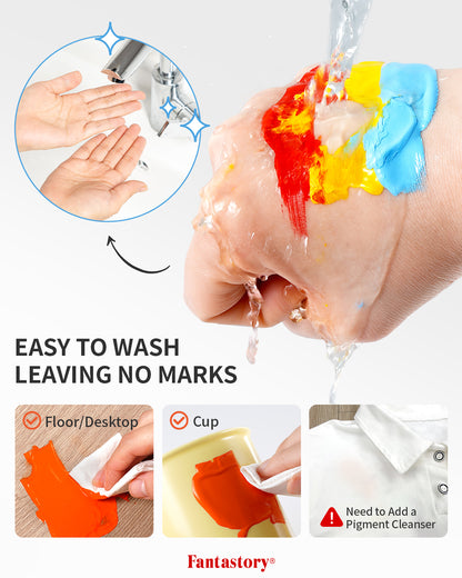 Fantastory Tempera Paint for Kids 12 Colors (16.9 oz Each) Washable Tempera Paint, Kids Poster Paint Sponge Painting, Non-Toxic Kids Paint Finger Paints Hand Paints Bottles Gifts