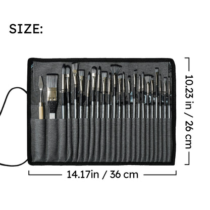 Fantastory Acrylic Paint Brush Set, 24 Pcs Variety Soft Nylon Art Brushes with Canvas Case