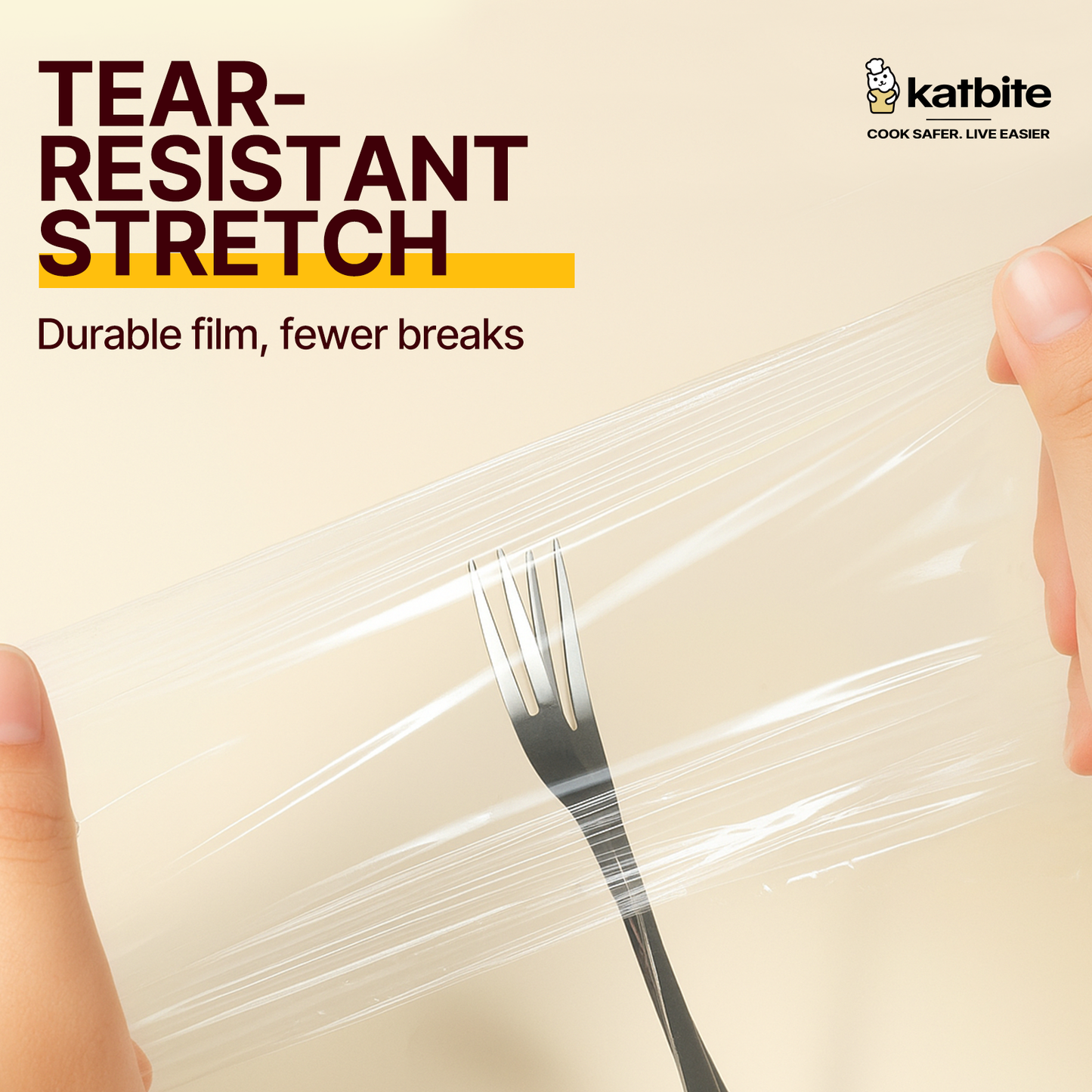 Katbite Plastic Wrap Roll, 12 in x 1200 ft (1200 sq ft), Clear Food Wrap, Removable Slide Cutter Included