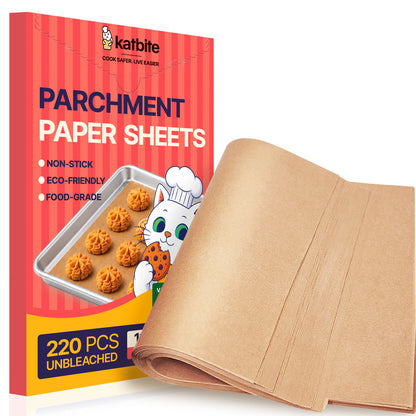 Katbite 220 Sheets 13x18 in Parchment Paper, Unbleached Non-Stick Baking Paper Sheets
