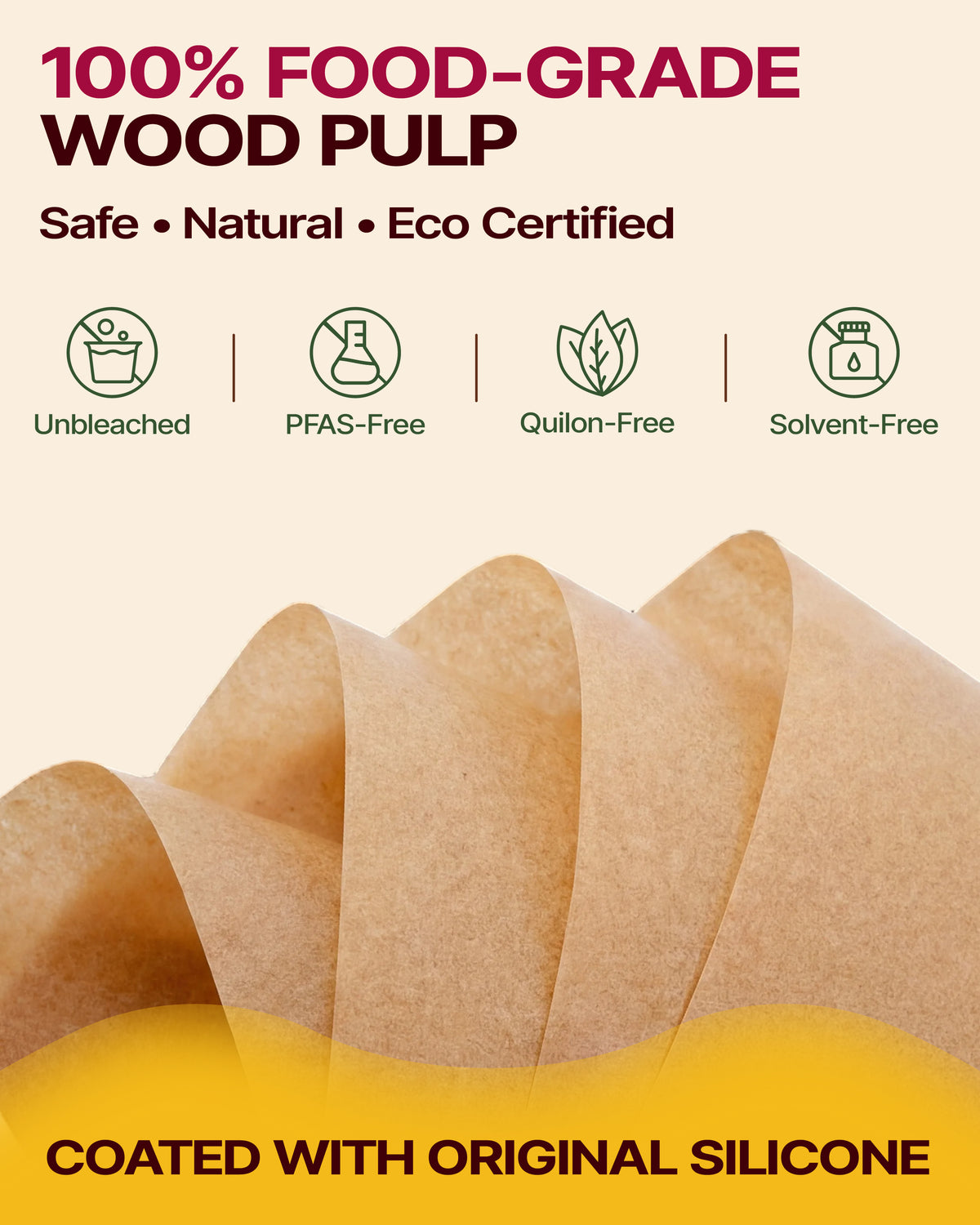 Katbite Heavy Duty Parchment Paper Roll, Non-Stick Unbleached Baking Paper, 15 in x 210 ft, 260 Sq Ft, Brown,2-Pack