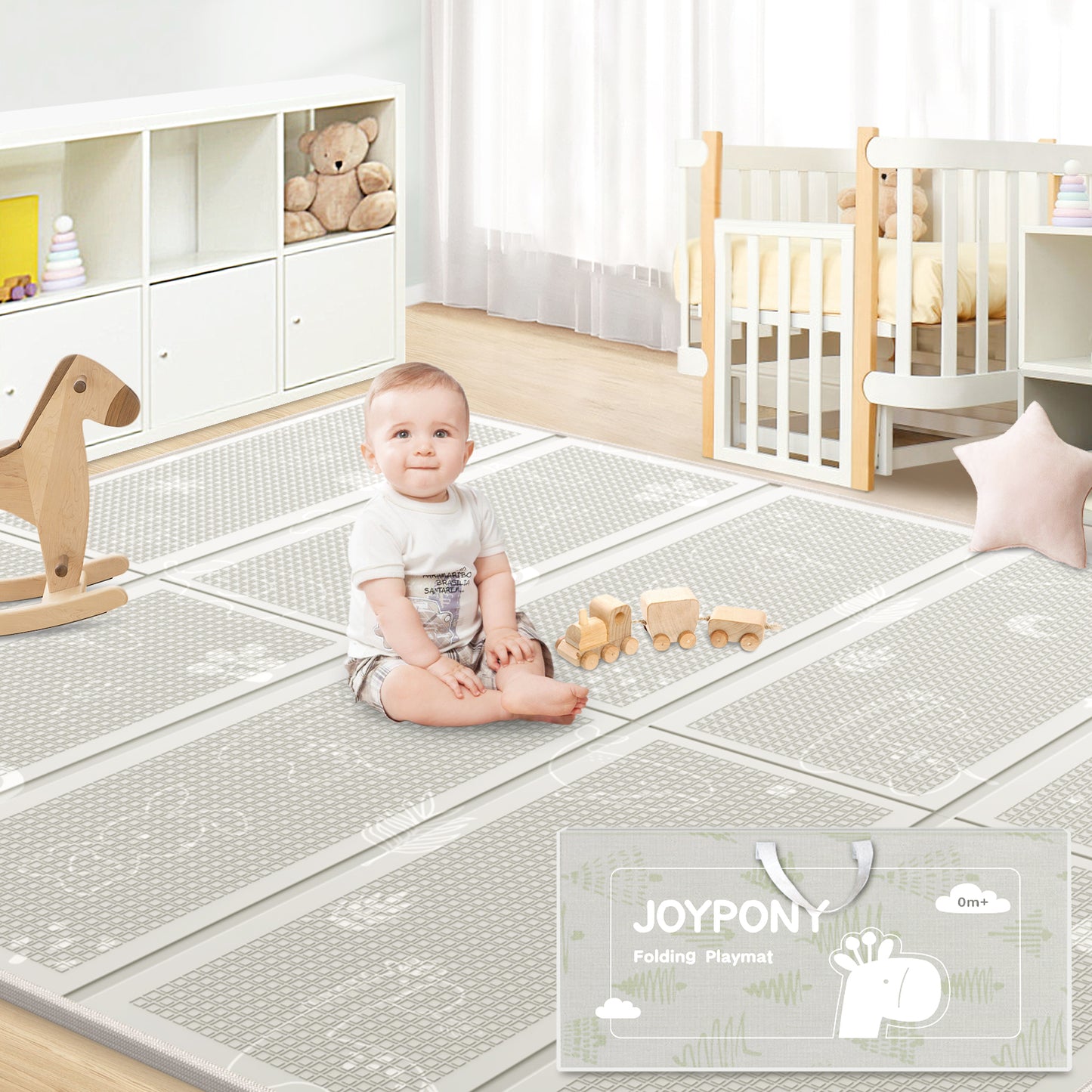 Joypony Baby Play Mat, 59x71" Double-Sided Forest Foldable Playmat for Babies and Toddlers