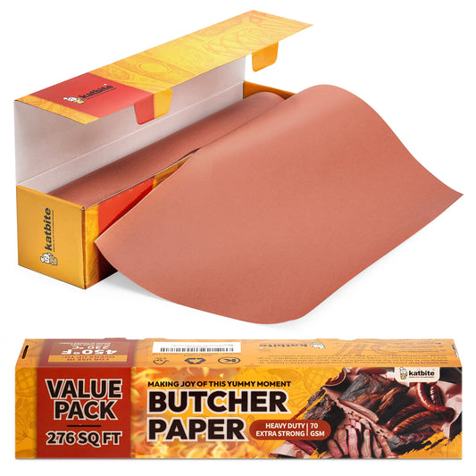 Katbite Butcher Paper Roll - 17 inch x 190 ft Roll of Food Grade Peach Butcher Paper for Smoking Meat - Unbleached, Unwaxed, and Uncoated Kraft Paper Roll