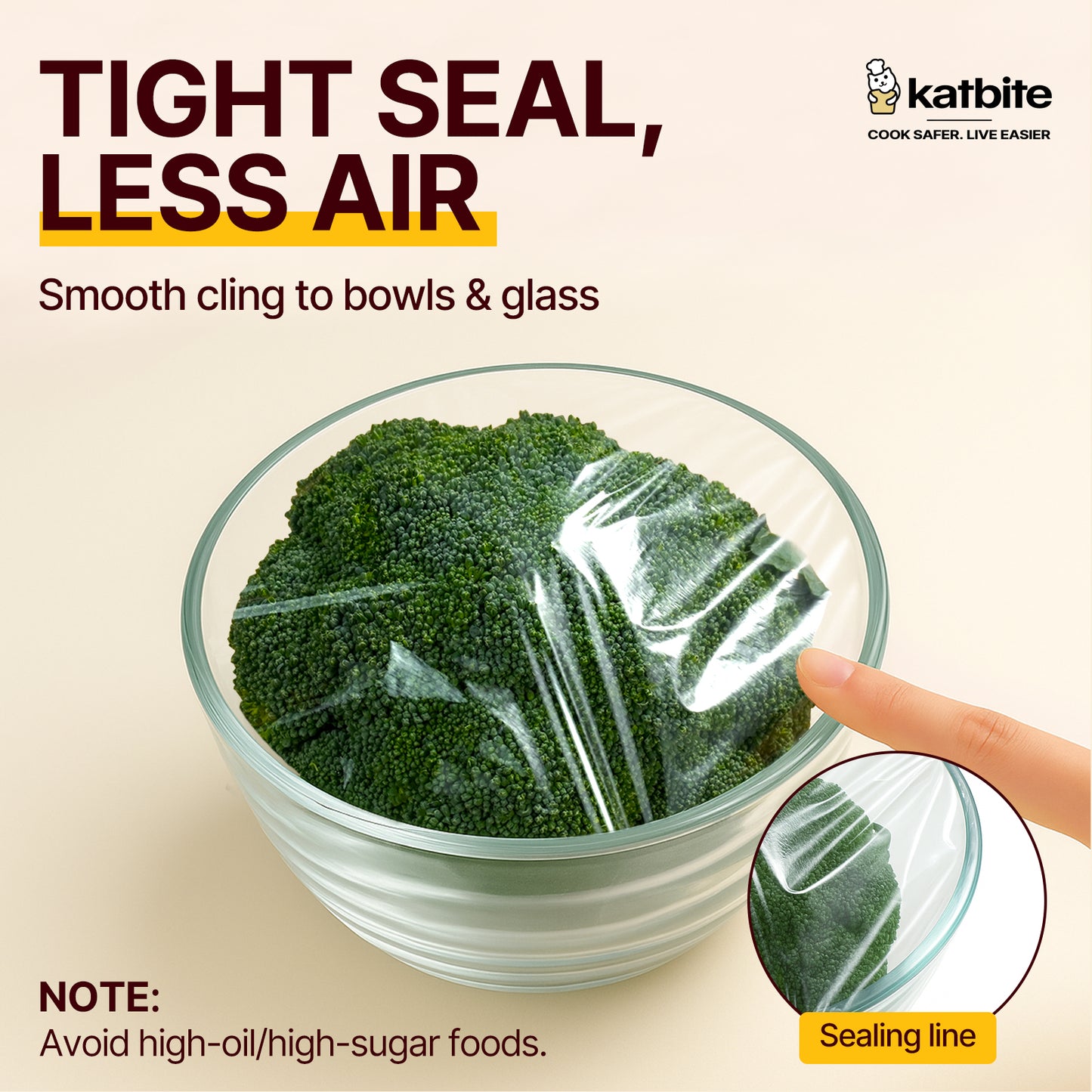 Katbite Plastic Wrap Roll, 18 in x 2000 ft (3000 sq ft), Clear Food Wrap, With Removable Slide Cutter