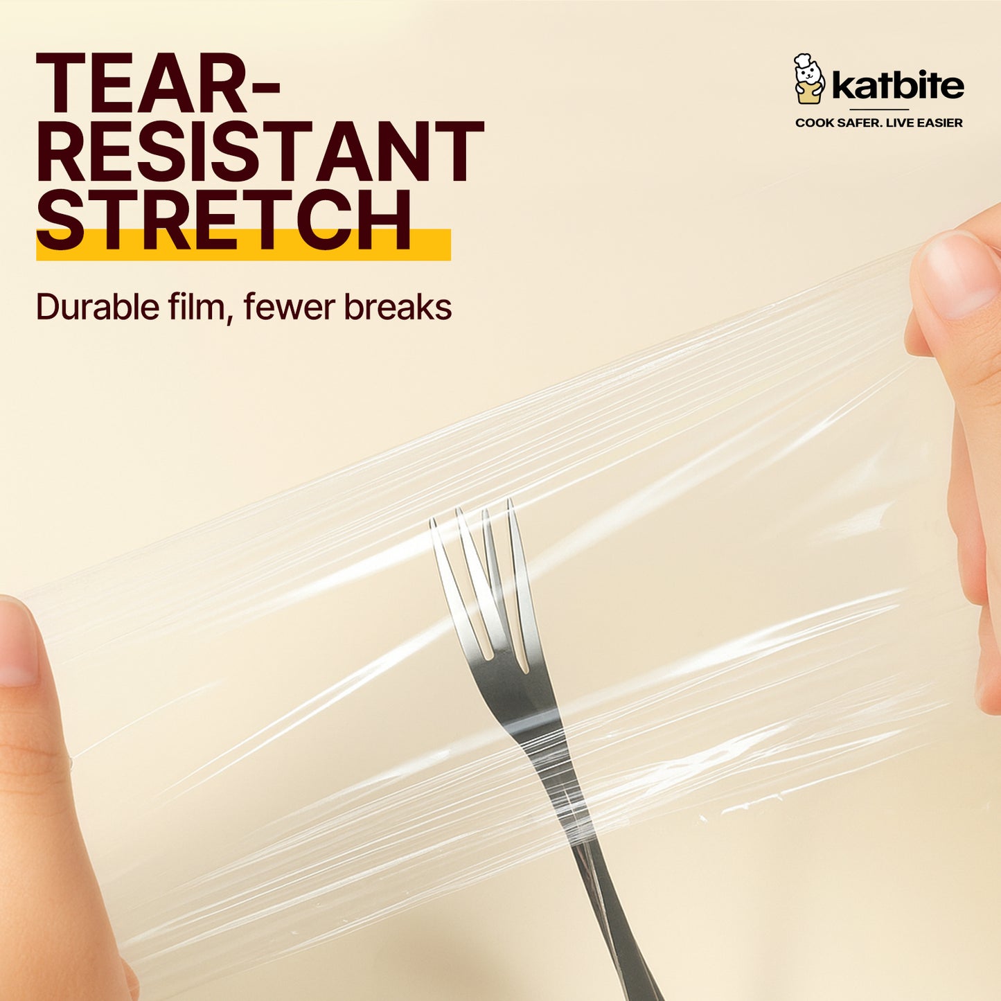 Katbite Plastic Wrap Roll, 18 in x 2000 ft (3000 sq ft), Clear Food Wrap, With Removable Slide Cutter