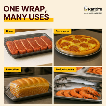 Katbite Plastic Wrap Roll, 18 in x 2000 ft (3000 sq ft), Clear Food Wrap, With Removable Slide Cutter