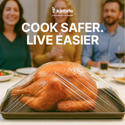 Katbite Plastic Wrap Roll, 18 in x 2000 ft (3000 sq ft), Clear Food Wrap, With Removable Slide Cutter