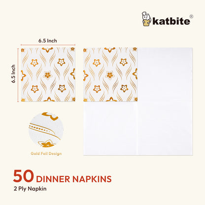 Katbite Disposable Paper Napkins,6.5x6.5 inch,50 Count, White