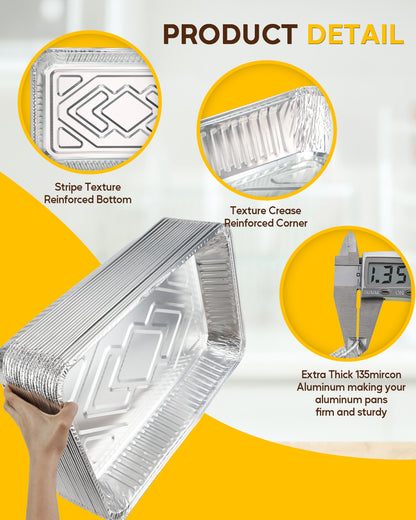 Katbite 21"x13" 20-Pack Extra Heavy Duty Aluminum Foil Pans, Full Size Disposable Deep Roasting Pans