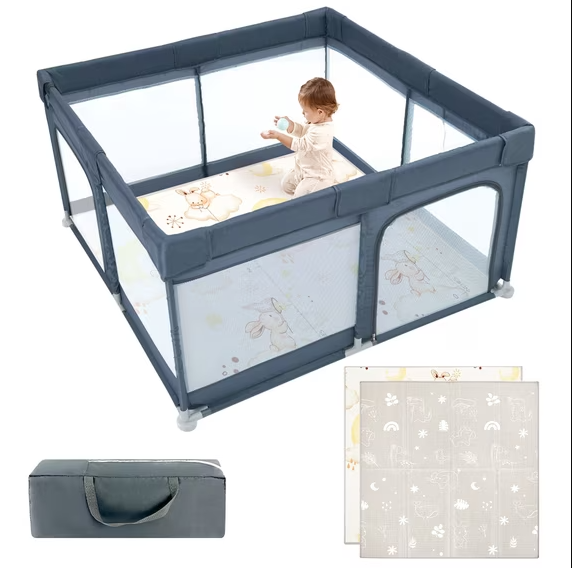 Joypony Baby Playpen with Mat, 50x50inch Foldable Playpen for Babies and Toddlers