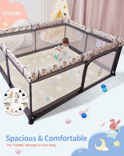 Joypony Baby Playpen with Mat, 50inch Large Play Yard Activity Center for Babies and Toddlers