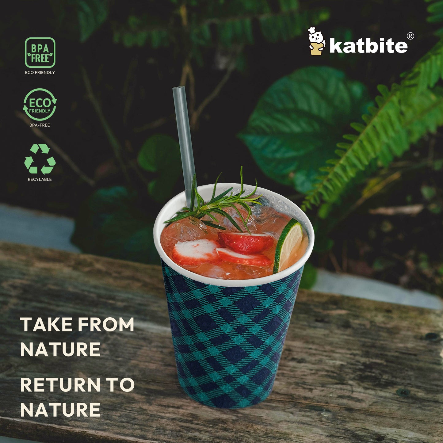 Katbite 50 Pcs 12 oz Disposable Paper Cups for Hot/Cold Beverages, Plaid and Star Design