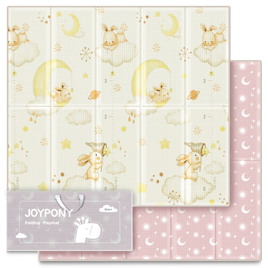 Joypony Large Baby Play Mat, 59x71", Double-Sided Foldable Crawling Mat for Babies & Toddlers