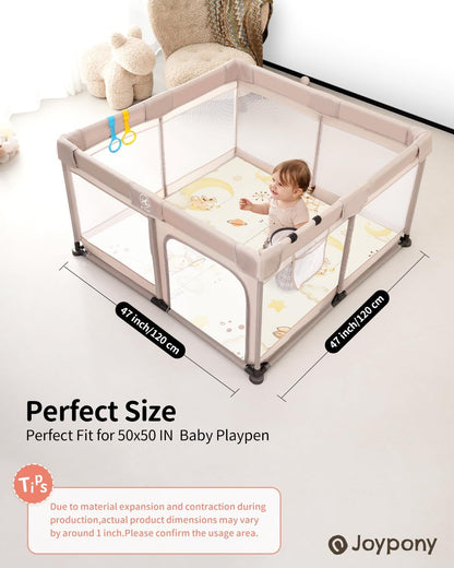 Joypony Large Baby Play Mat, 50 x 50 in, Foldable, Double-Sided, for Babies and Toddlers