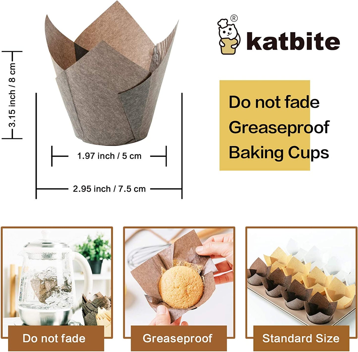 Katbite 150PCS Multi- Color Parchment Cupcake Liners Christmas Cupcake Liners Muffin Baking Liners