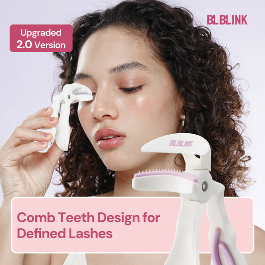 BLBLINK White Eyelash Curler – Comb Teeth Design & 2 Extra Silicone Pads for Perfect Curls in Seconds