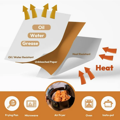 Baklicious 120 Pcs 9 inch Round Air Fryer Disposable Paper Liners, Non-Stick Food Grade Parchment Paper for Baking, Roasting, Microwave