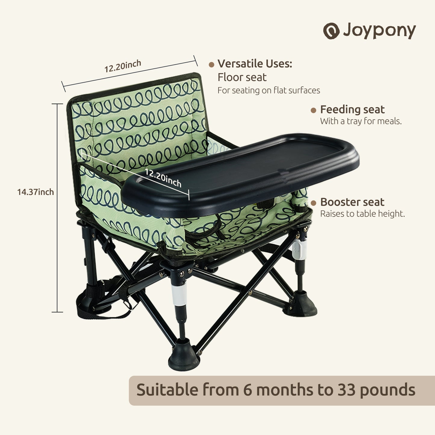 Joypony Baby Green Portable Booster & Floor Seat