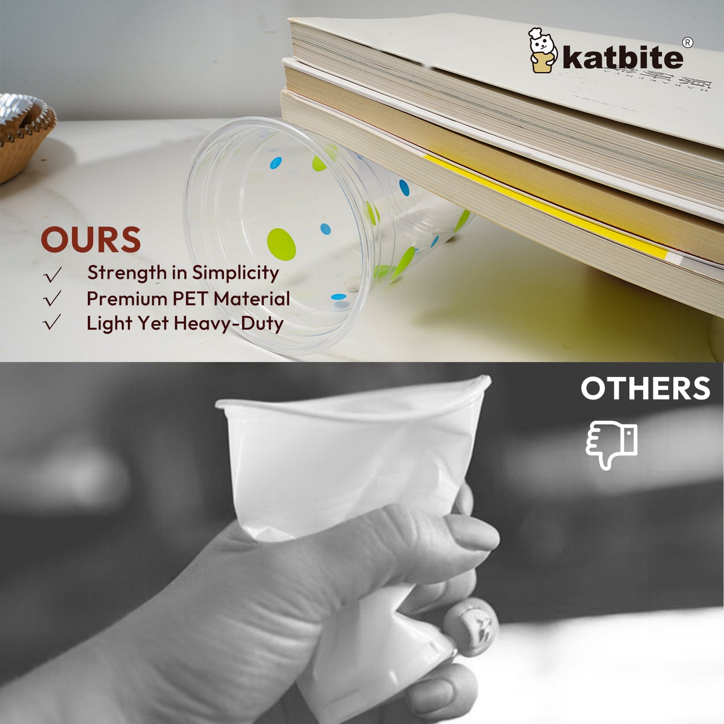 Katbite Disposable Plastic Cups, 20 Ounce, 60 Count, Paper Cups