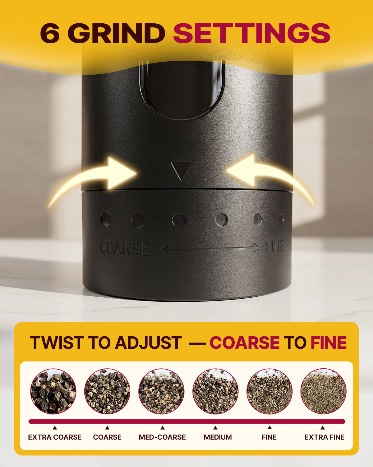 Katbite Electric Salt and Pepper Grinder Set, Usb Charging Base, Button Control, Adjustable Coarseness