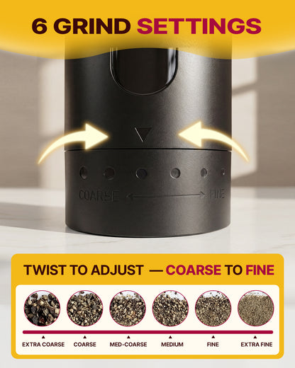 Katbite Electric Salt and Pepper Grinder Set, Usb Charging Base, Button Control, Adjustable Coarseness