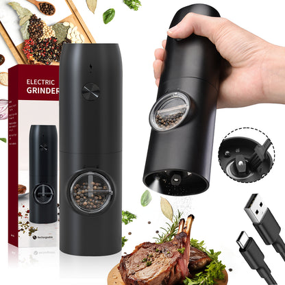 Katbite Electric Salt & Pepper Grinder, Automatic Spice Mill with Adjustable Coarseness,Black