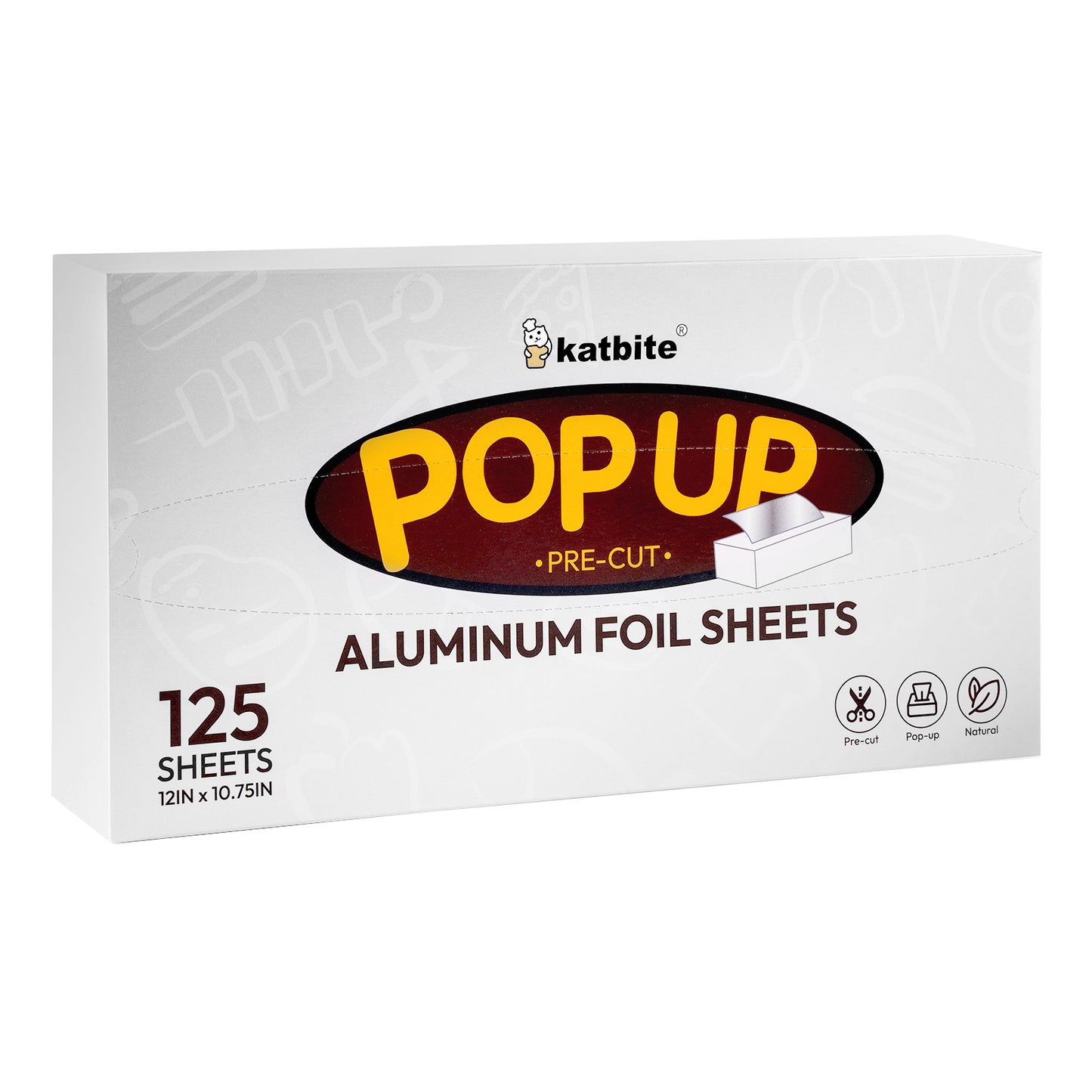 Katbite Pre-Cut Aluminum Foil Sheets, Pop Up Heavy Duty Tin Foil, 12x10.75 Inches, 125 Sheets