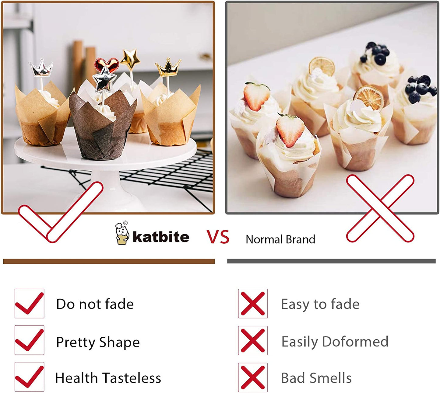Katbite 150PCS Multi- Color Parchment Cupcake Liners Christmas Cupcake Liners Muffin Baking Liners