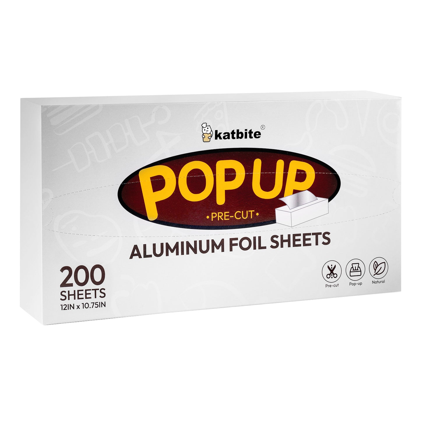 Katbite Pre-Cut Aluminum Foil Sheets, 200 Disposable Pop-Up Foil Wraps, 12 x 10.75 inches