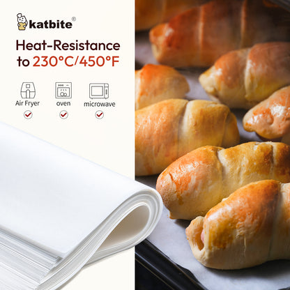 Katbite 225-Count 9x13 inch Heavy Duty Unbleached Parchment Paper Sheets, Precut Baking Sheets, White