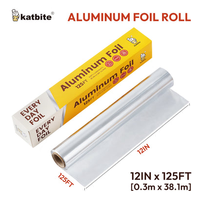 Katbite Heavy Duty Aluminum Foil Roll Wrap with Cutter, 12in x 125ft, 125 Sqft