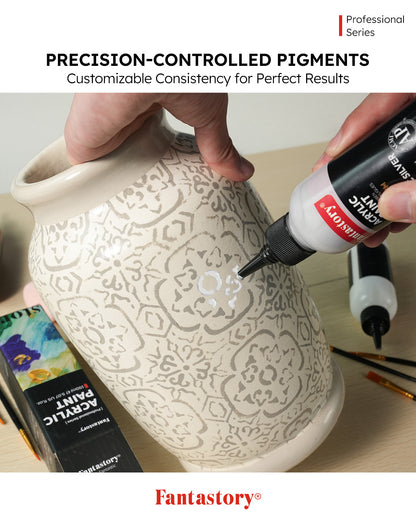 Fantastory Pure-Pigment Pro Acrylic -Yellow (150ml/5oz) - Maximum Coverage + Precise Color Rendition, Professional Formula for Canvas/Wood/Clay/Fabric/Glaze