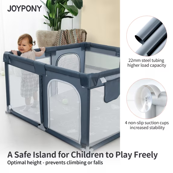 Joypony Baby Playpen with Mat, 50x50inch Foldable Playpen for Babies and Toddlers